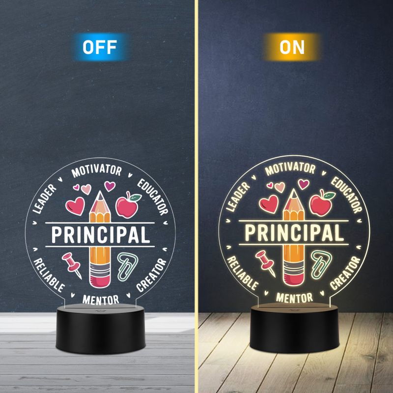 Principal Table lamp with warm white light Principal Appreciate gift Principal Office Decor Light School Principal Gift